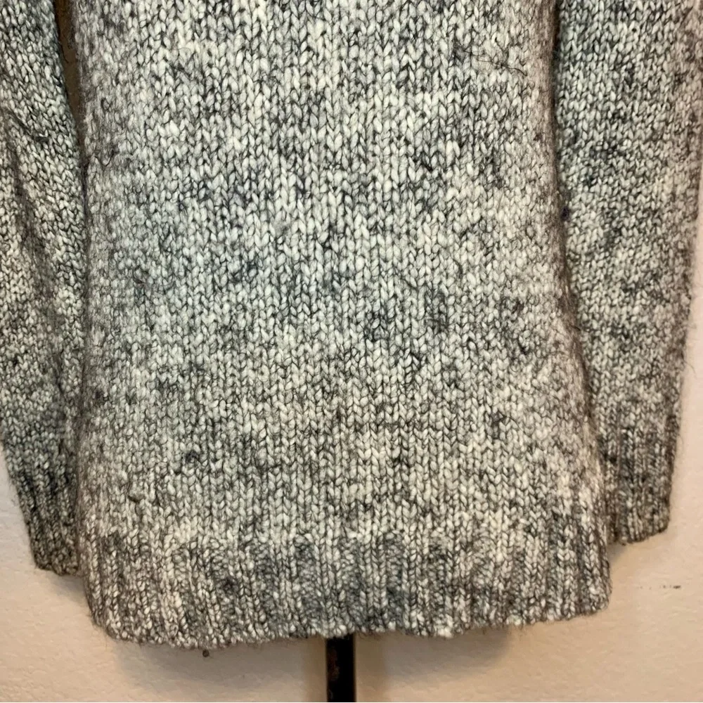J. Crew Wool & Mohair Sweater Black & White Marled Colorblock Shoulders Small